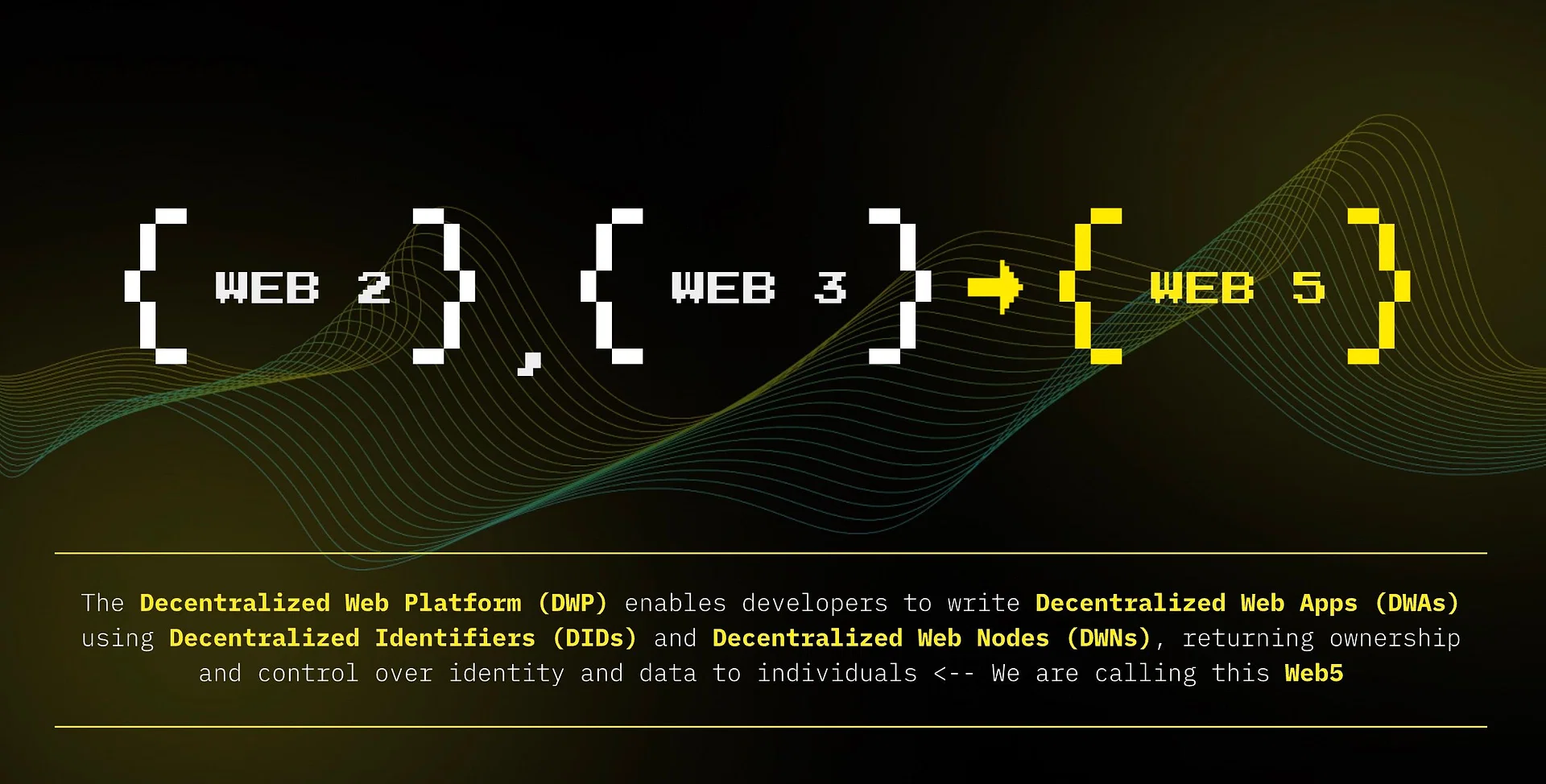 A slide from Web5 with big text: Web2, Web3, Web5.