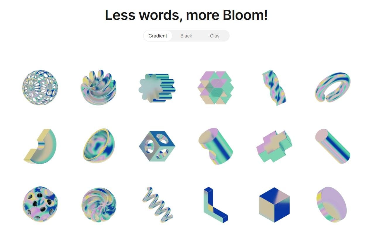 Bloom Objects - 450+ abstract 3D shapes in unique textures | Prototypr ...