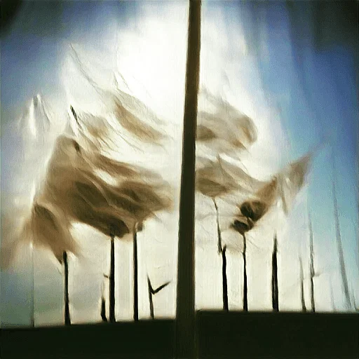 Une peinture intitulée 'Quand le vent souffle' par Ryan Murdock