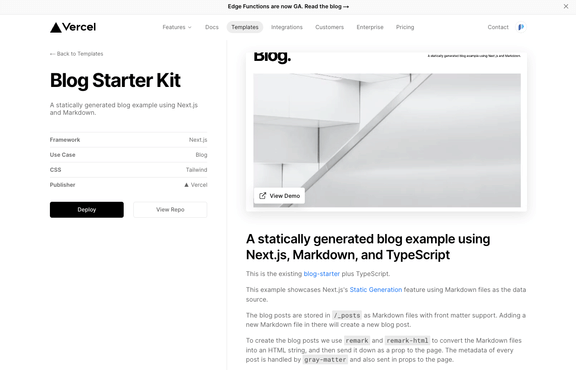Never start from scratch! Always use templates (Vercel template library 😇)