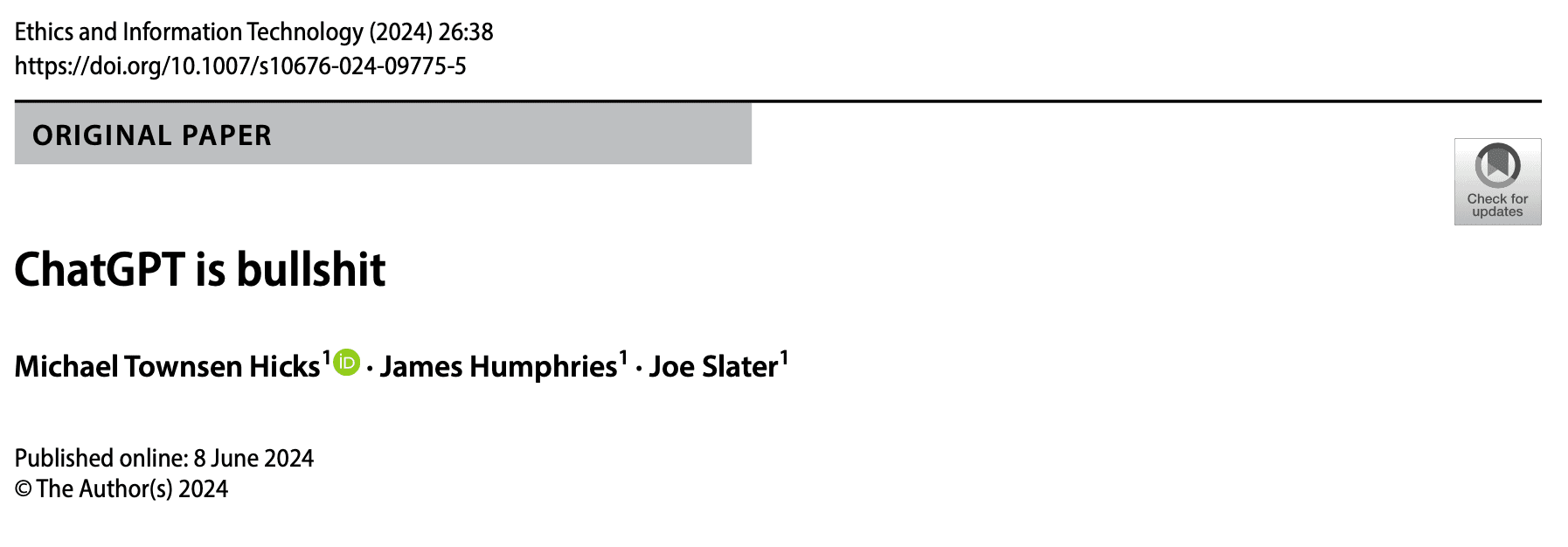 featured image for ChatGPT is bullshit