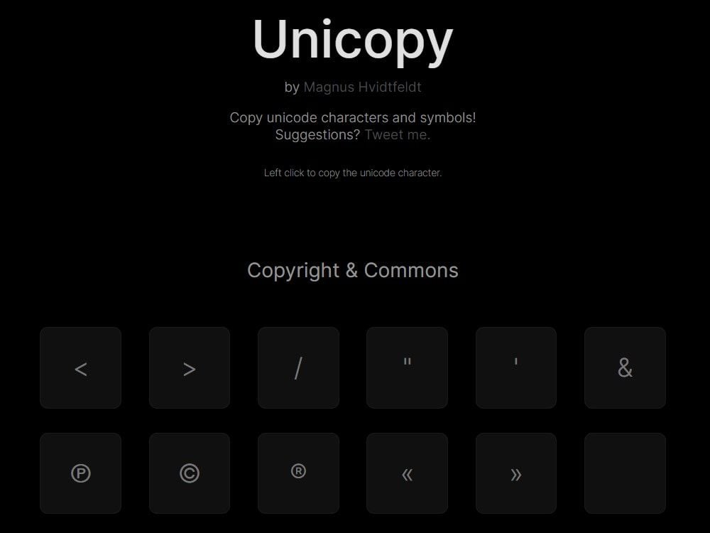 Unicopy - Easy-to-copy unicode characters and symbols | Prototypr Toolbox