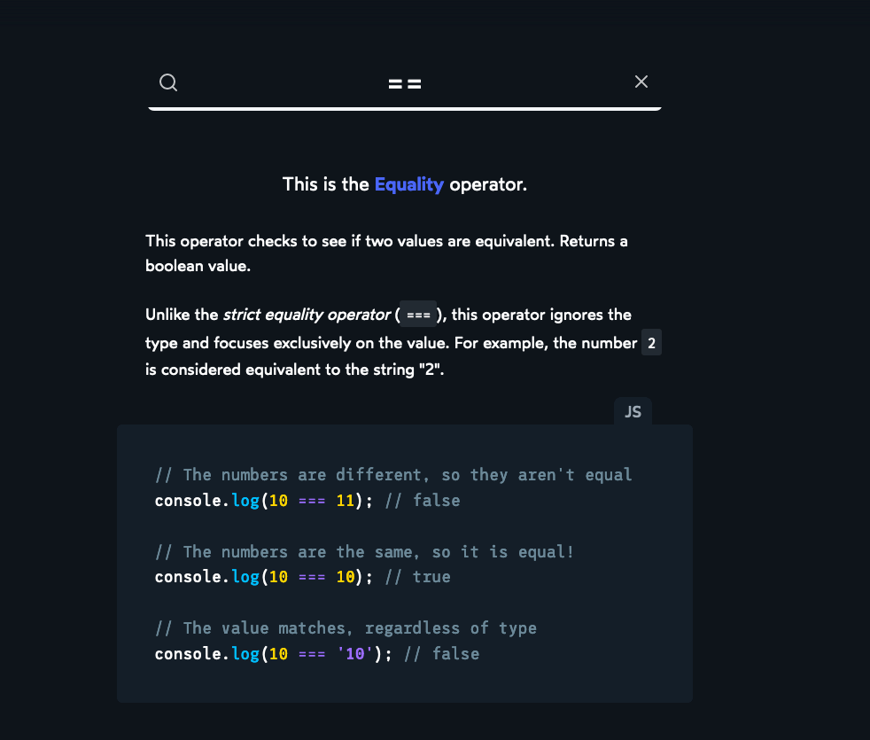 featured image for JavaScript Operator Lookup