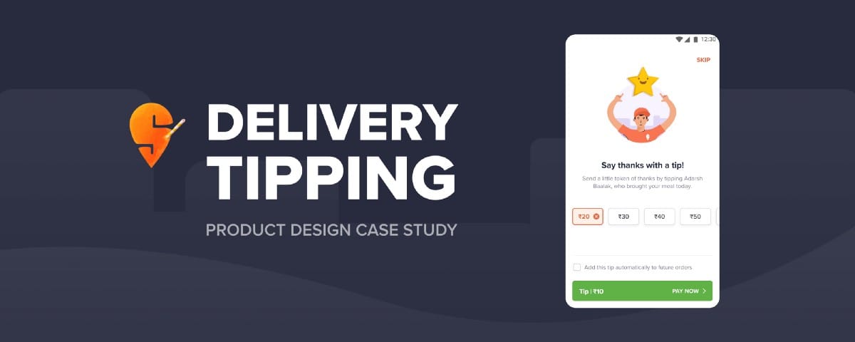 featured image for Designing a tipping experience for Swiggy delivery